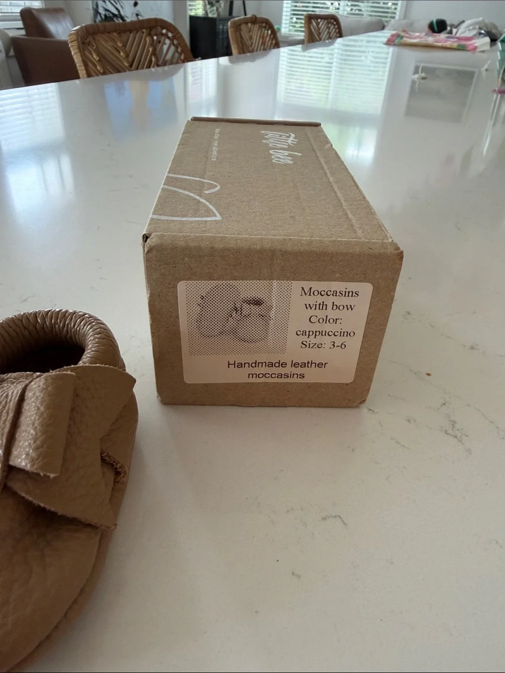 Little Bee Genuine Leather Brown Bow Moccasins 3-6m Baby